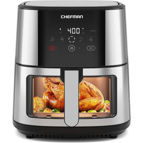 CHEFMAN Easy-View Air Fryer – 8 Qt Family Size with Viewing Window, One-Touch Digital Control with 4 Presets