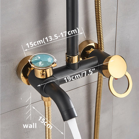 Modern Shower Faucet Rainfall Shower Head Combo Set Wall Mounted Mixer Valve Set Kitchen Brass Shower Faucet Set Kit Rainfall