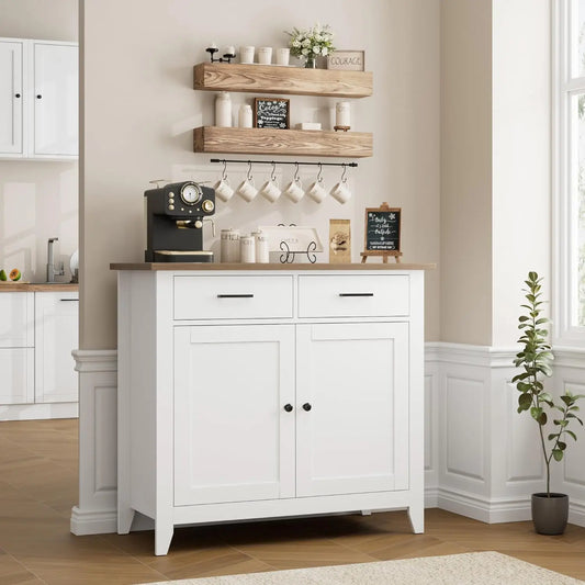 Kitchen Storage Cabinet with Drawers and Doors Floor Sideboard and Buffet Server Cabinet Entryway Console Cabinet