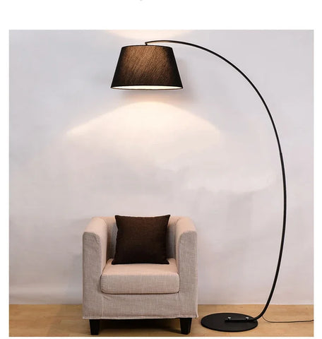 Nordic Living Room Floor Lamp, Simple Modern Sofa Table, Nordic, Vertical, American Bedroom, Big Black Metal Fabric Decoration