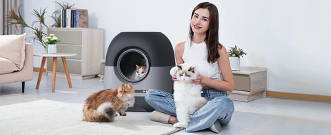 Smart Automatic Self-Cleaning Cat Litter Box with APP Control, 80L Space for Multiple Cats with Air Duct & Mat & Liner Health