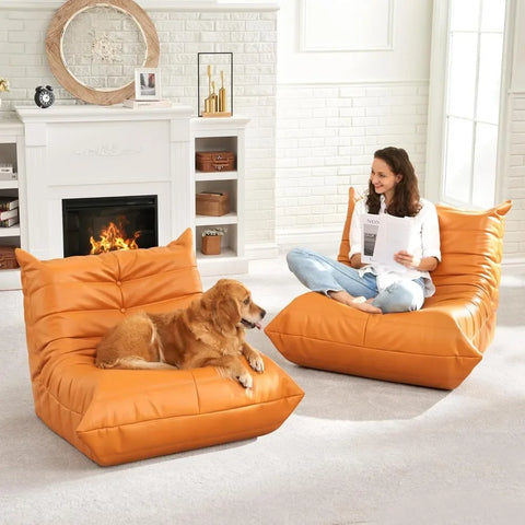 Bean Bag Chair, Giant Sofa, Memory Foam Chairs for Adults, Sofa Sack Faux Leather Fireside Ergonomic Design，Versatile Usage