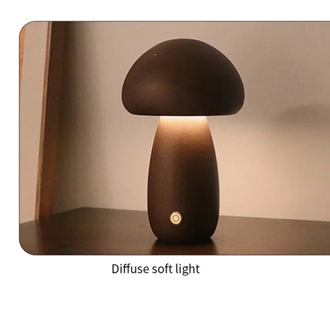 New INS LED Night Light With Touch Switch Wooden Cute Mushroom Bedside Table Lamp  Bedroom Childrens Room Sleeping Night Lamps