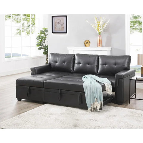 Sleeper Sectional Sofa with Convertible Sofa Bed &Inviting Chaise.Find Tranquil Comfort Stress-Relieving Design &Du