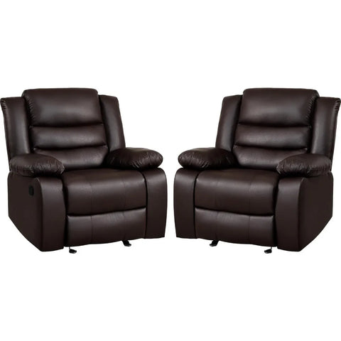 Oversized Rocker Recliner Chair Comfy Wide Lazy Boy Recliner Chair with Overstuffed Armrest, Faux Leather Manual Reclining Chair