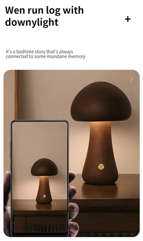 New INS LED Night Light With Touch Switch Wooden Cute Mushroom Bedside Table Lamp  Bedroom Childrens Room Sleeping Night Lamps