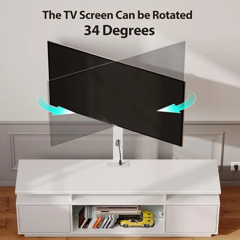 Rolanstar TV Stand with Mount and Power Outlet 51.2", Swivel TV Stand Mount for 32/45/55/60/65/70 inch TVs