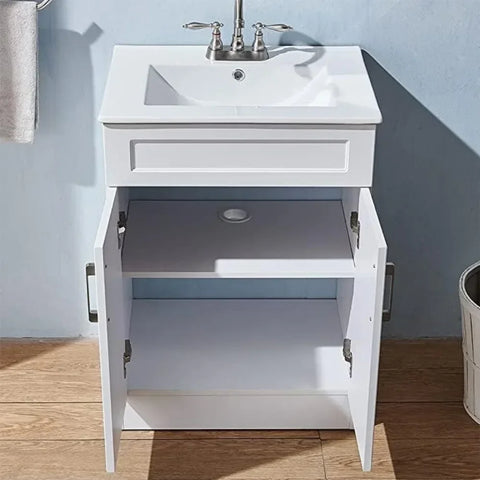 24" Bathroom Vanity, Small Bathroom Vanity with Sink, White Bathroom Sink Cabinet, Modern Bath Vanity Combo