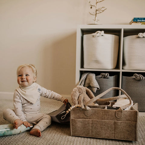 Baby Diaper Caddy - Nursery Storage Bin and Car Organizer for Diapers and Baby Wipes, Caddy Organizer Nursery Basket