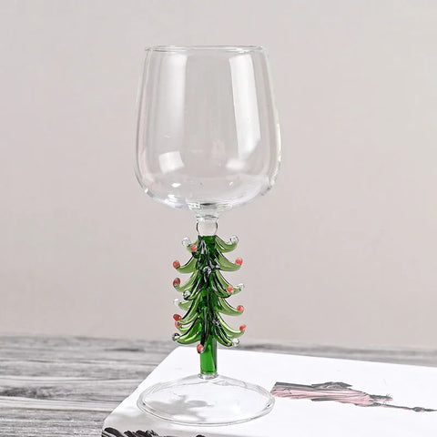 Christmas Wine Glasses Festive Christmas Tree Drinking Goblets Cup Xmas Holiday Wineglass Gift Colored Winter Party Glassware