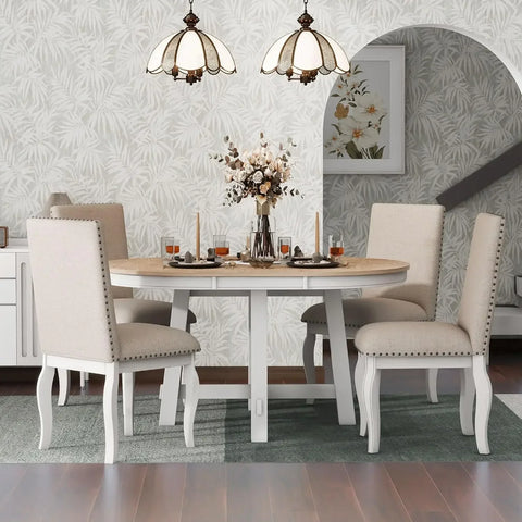 6 - Piece Dining Table Set, Includes Dining Table and 4 Upholstered Chairs & Bench, Kitchen Tables Set, Dining Tables Set