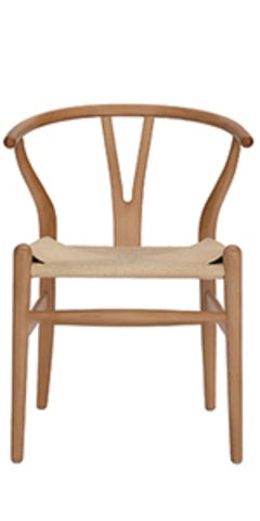 Wishbone Chair Y Chair Solid Wood Dining Chairs Rattan Armchair Natural (Ash Wood - Walnut)