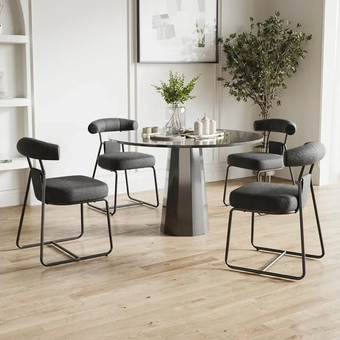 Dining Chairs Set of 4 for Living Room with Black Metal Legs