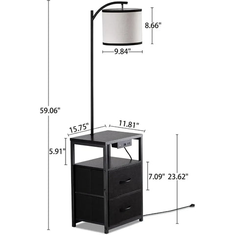 Floor Lamp with Table & 2 Drawers, Lamp with USB Port and Outlet, Lamps for Nightstand with 3 Color Temperature Led Bulb Include