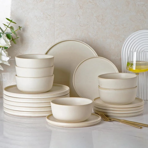 AmorArc Stoneware Dinnerware Sets of 6,Reactive Ceramic Plates and Bowls Set,Highly Chip and Crack Resistant | Dishwasher