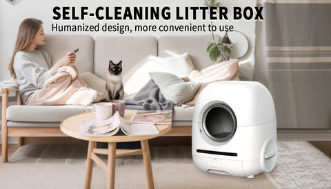 Self-cleaning cat litter box, 68L+9L, suitable for a variety of cat litter, APP control, real-time video, photo and video, safe