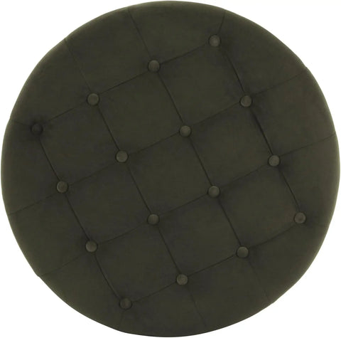 Home Decor | Large Button Tufted Velvet Round Storage Ottoman | Ottoman with Storage for Living Room & Bedroom, Loden Gr