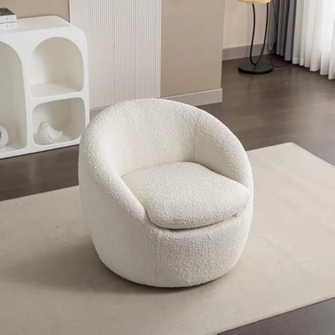 29.5" Swivel Accent Sofa Chair,Round Boucle Barrel Chair,Modern 360°Swivel Leisure Single Sofa Chair Couch for Hotel Living Room