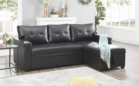 Sleeper Sectional Sofa with Convertible Sofa Bed &Inviting Chaise.Find Tranquil Comfort Stress-Relieving Design &Du