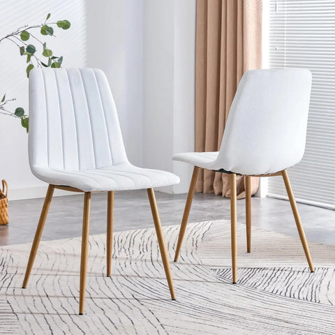 Dining Chair Set of 4, Modern Dining Chairs with Cushion Seat Back + Wood Color Metal Legs, Upholstered Chair, Dining Chair Set