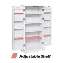 50" LED Kitchen Pantry Storage Cabinets - Standing Food Cabinets Cupboards with 2 Doors with Racks and Shelves Adjustable