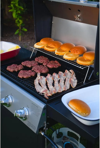 Grill Boss Outdoor BBQ Propane Gas Grill with Side Burner Lid Wheels Shelves Bottle Opener and 3 Burners