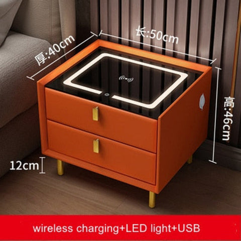 Smart Bedside Table with Wireless USB Charging Creative