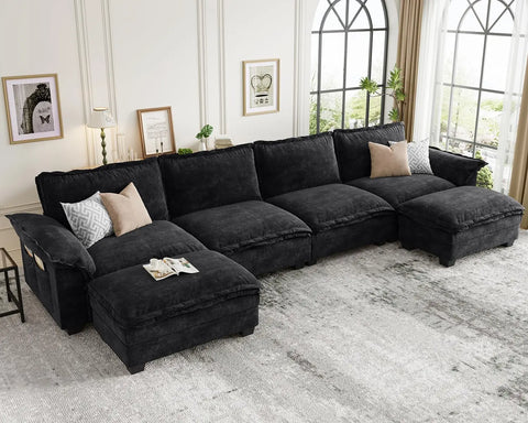 Modular Cloud Couch Sectional Sofa, Comfy Sectional Couches for Living Room,Oversized Cloud Sectionals With Movable Ottoman