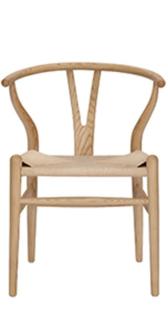 Wishbone Chair Y Chair Solid Wood Dining Chairs Rattan Armchair Natural (Ash Wood - Walnut)