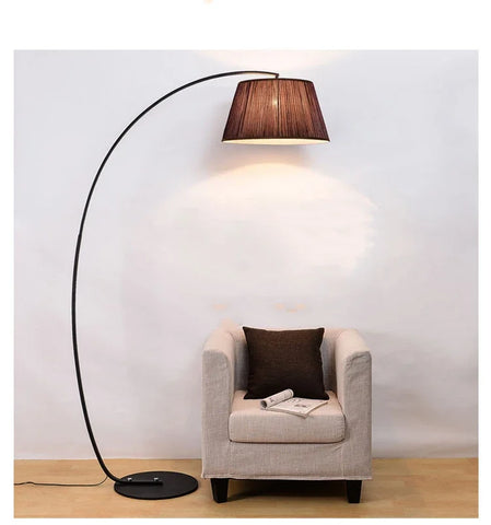 Nordic Living Room Floor Lamp, Simple Modern Sofa Table, Nordic, Vertical, American Bedroom, Big Black Metal Fabric Decoration