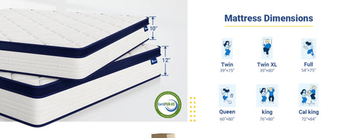 Avenco King Size Mattress, 12 Inch King Mattresses in a Box, Hybrid Spring Mattresses with Comfort Foam and Pocket Coils