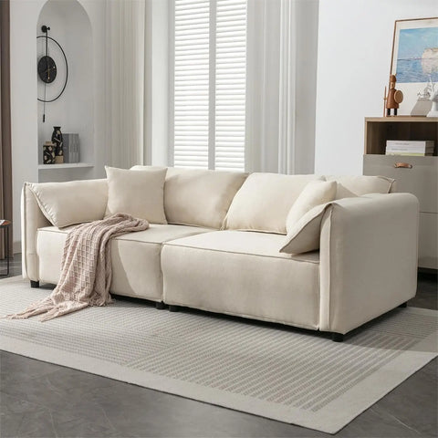 Mjkone Oversized Sofa - 97 inch Sofa Couch, 4 Seater Deep Seat Sofa for Living Room - Linen Fabric Comfy Bouclé Sofá - Home Thea