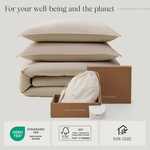 Cotton Tencel Duvet Cover Set - Luxe Duvet Cover Soft, Textured Bedding Set Eucalyptus Lyocell, Perfect for House Warming Gift