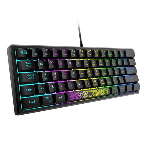 K61 RGB Wired Keyboard 60 Percent 62 Keys Ergonomic Gaming Keyboard Ultra-Compact Mini Keyboard Multiple Modes For Laptop PC