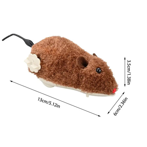 Cat Toys Wind Up Fake Toy Indoor Plush Mice Realistic Racing Hunting Fun Interactive Kitten Play Pet Entertainment Prank Party