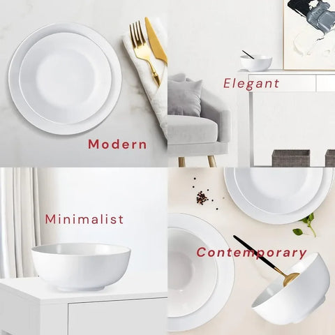 Marble Plates and Bowls Sets, Modern Kitchen 16-Piece Dinnerware Sets, Indoor and Outdoor Plates