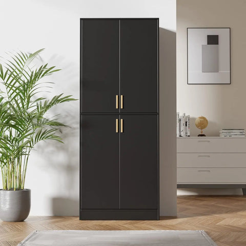 71" Tall Kitchen Pantry Storage Cabinet, Freestanding Cupboard Cabinet with Doors and Adjustable Shelves for Kitchen, Black