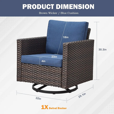 Patio Chair Wicker Swivel Rocker-Outdoor Swivel Glider Chair Capacity Wicker Outdoor Rocking Seating for Porch Balcony Deck