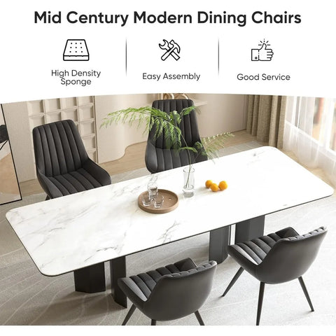 Modern Dining Chairs Set of 4, Comfy Dining Room Chairs with Thick Cushions, Upholstered Fabric Kitchen Side Chairs