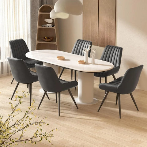 Modern Dining Chairs Set of 4, Comfy Dining Room Chairs with Thick Cushions, Upholstered Fabric Kitchen Side Chairs