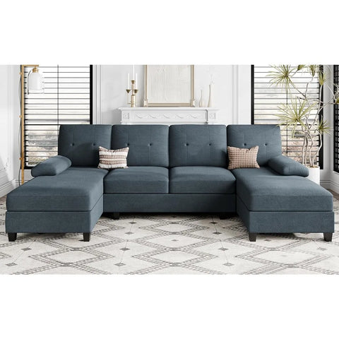 Shintenchi Sectional Couches for Living Room, U Shaped Sofa Couch with Double Chaise,4-Seat Living Room Furniture Sets with Soft