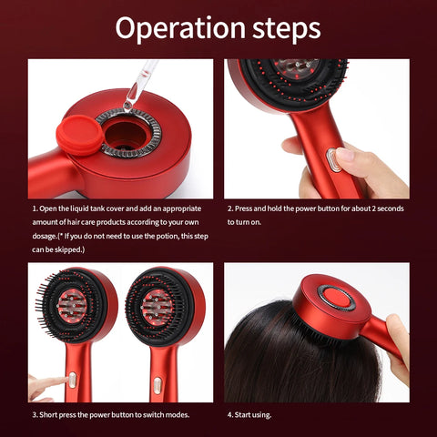 Red Light Therapy Hair Growth Oil Scalp Applicator Liquid Comb Electric Vibration Head Massager Brush Hair Follicle Comb