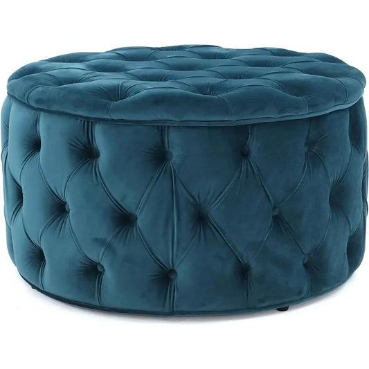 Velvet Ottoman Folding Sofa Bed Dark Teal Portable Folding Stool Chair Round Freight Free Barstool Bancos Living Room Furniture