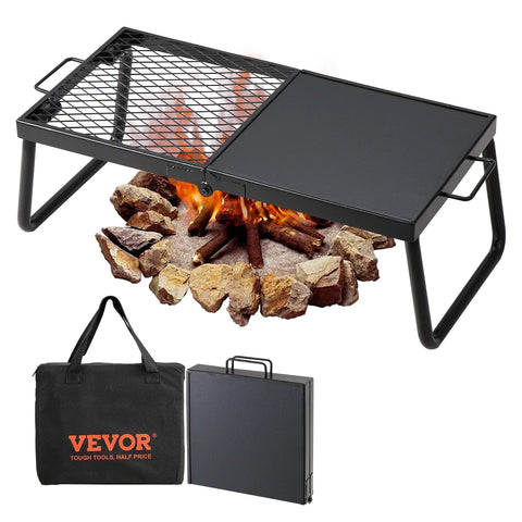 VEVOR Folding Campfire Grill,Portable Camping Grates Camp Fire Cooking Equipment with Legs Carrying Bag for Outdoor BBQ Cooking