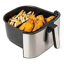 Evolution Air Fryer, 6.8 Quart, Stainless Steel, Ceramic Cooking Basket, with Deluxe Accessory Kit and Recipe Book