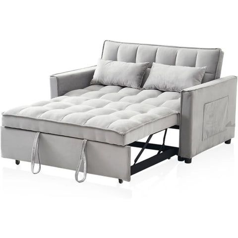 Sofa Bed, Modern Velvet 3-in-1 Convertible Futon Sofas Bed with Adjustable Backrest and Storage, Includes Pillows, Sofa Sleeper