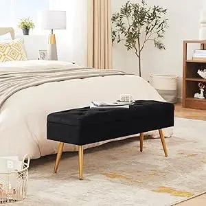 Modern Entryway  End of Bed  Ottoman Upholstered Velvet Bedroom  for Foot of Bed Tufted Bench Foo