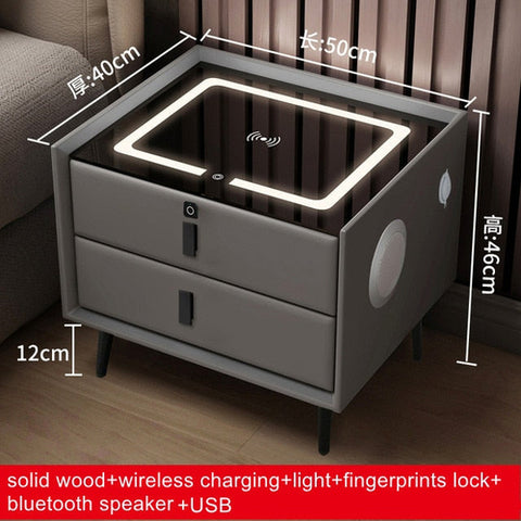 Smart Bedside Table with Wireless USB Charging Creative