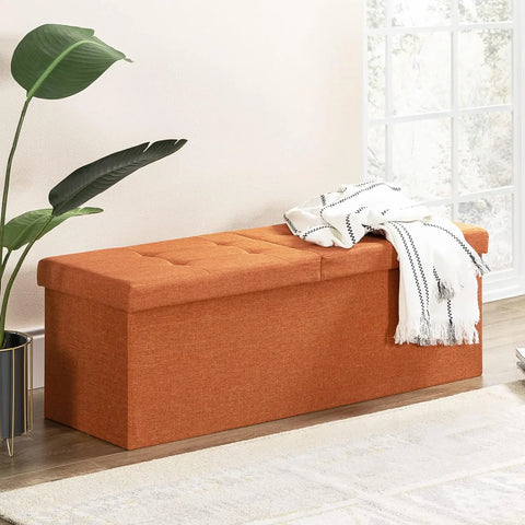 Otto & Ben 45" Storage Ottoman with SMART LIFT Top, Upholstered Tufted Bench, Foot Rest, Brown, 14.96"D x 44.88"W x 14.96"H