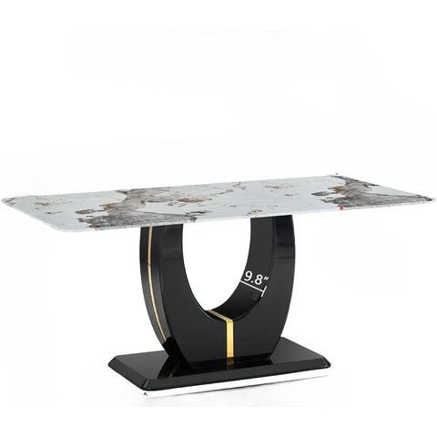 67”Modern Dining Table for 6,Rectangular kitchen table with faux marble tabletop ＆ Ideal for Dining Room, Kitchen Room